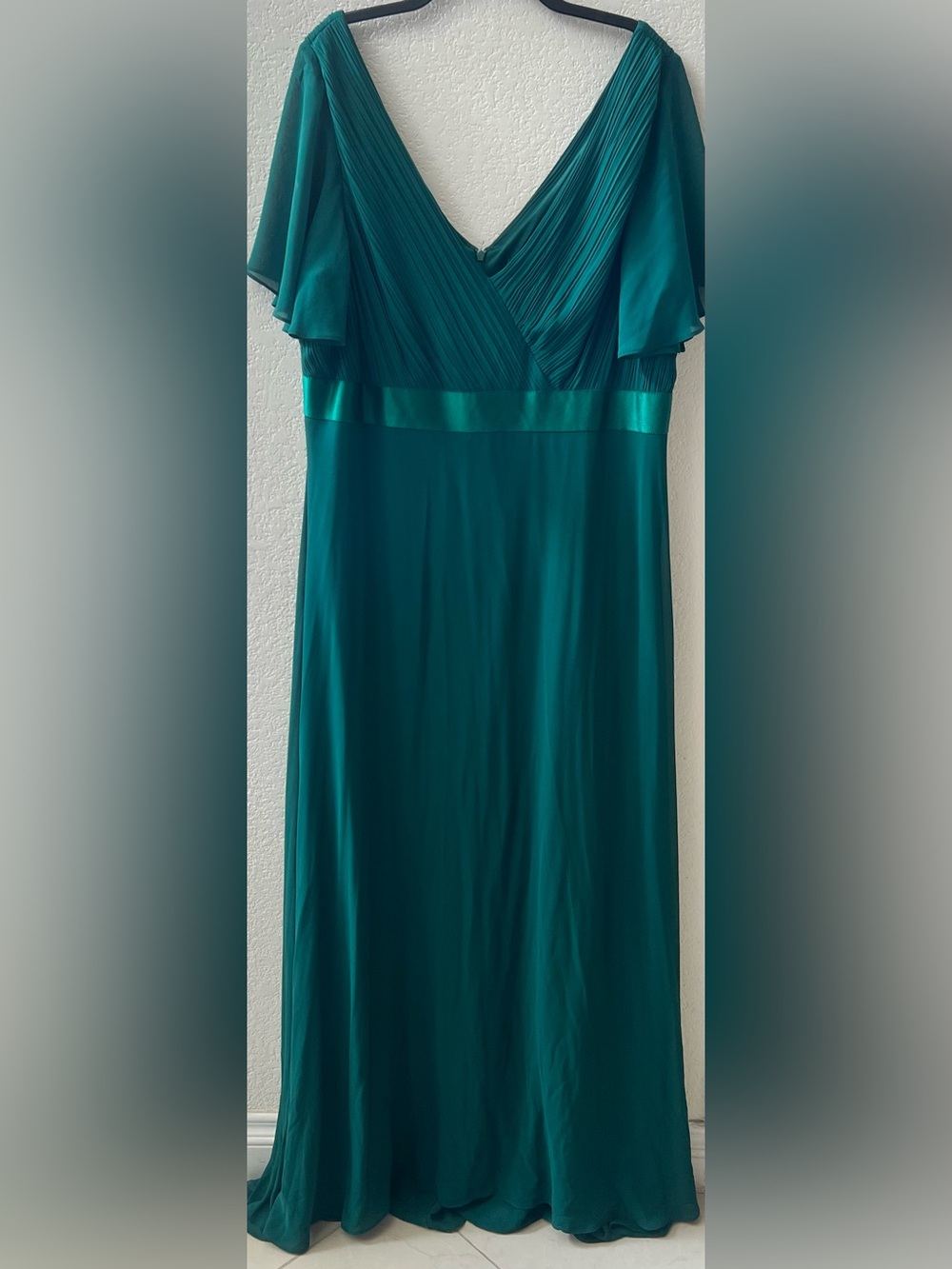 Ever-Pretty Dark Green V-Neck Short Sleeve Dress Plus Size 22-5XL